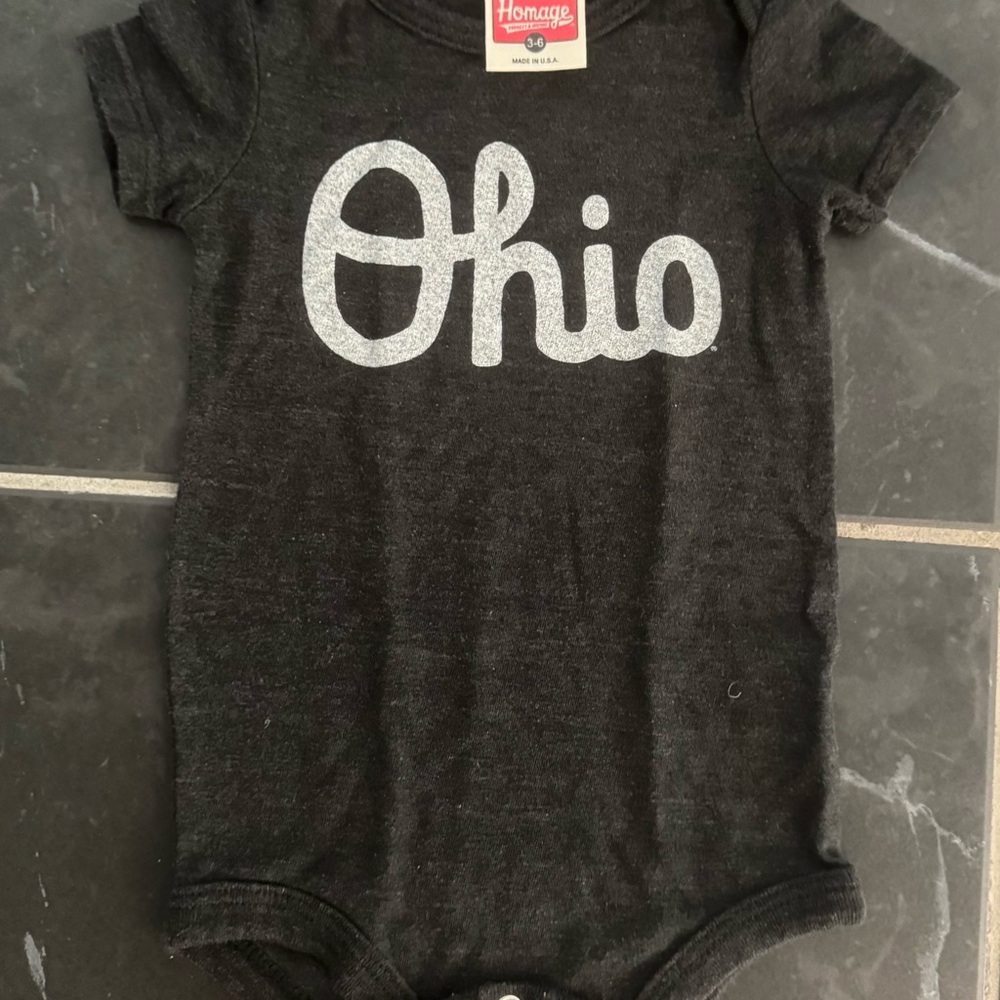 HOMAGE Black Script Ohio Bodysuit One Piece (3-6 Months)